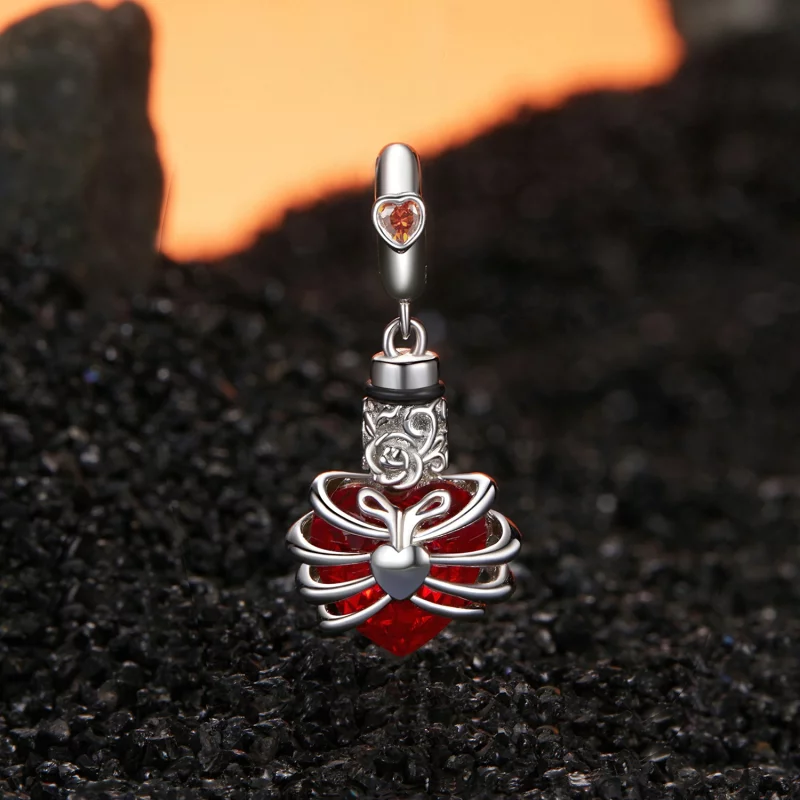 (image pour) PANDORA Style Médaillon Cœur Rouge Rose Suspendu - BSC1058-RD - Afficher 2