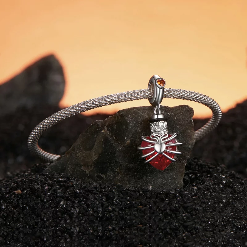 (image pour) PANDORA Style Médaillon Cœur Rouge Rose Suspendu - BSC1058-RD - Afficher 3