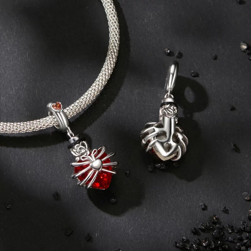 (image pour) PANDORA Style Médaillon Cœur Rouge Rose Suspendu - BSC1058-RD - Afficher 4