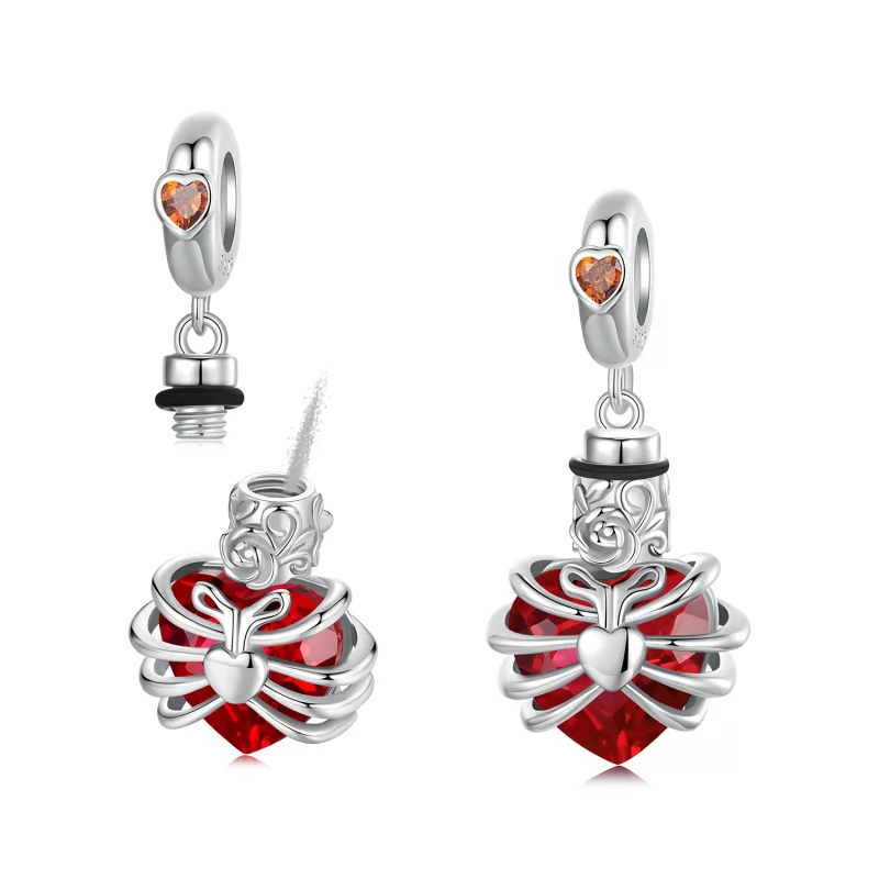 (image pour) PANDORA Style Médaillon Cœur Rouge Rose Suspendu - BSC1058-RD - Afficher 7