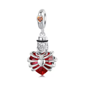 (image pour) PANDORA Style Médaillon Cœur Rouge Rose Suspendu - BSC1058-RD