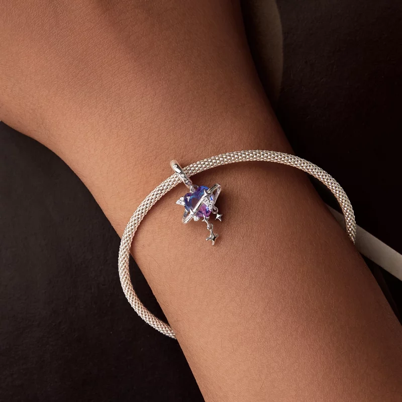 (image pour) PANDORA Style Pendent ciel étoilé dégradé violet et rose - SCC2825 - Afficher 6