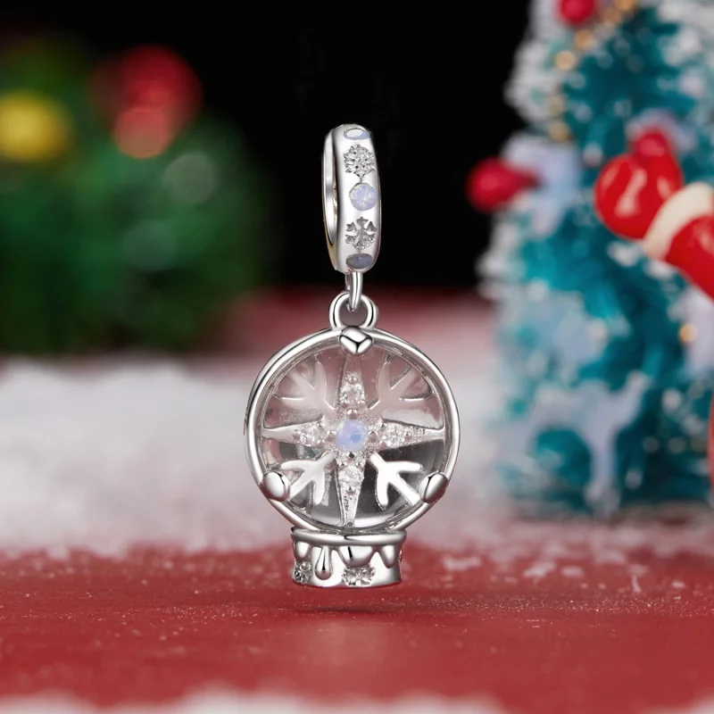 (image pour) Pendent Boule de Cristal Flocon de Neige de Noël PANDORA Style - SCC2917 - Afficher 2