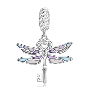Pendent Clé Style PANDORA Libellule - BSC603 (image pour) Pendent Clé Style PANDORA Libellule - BSC603