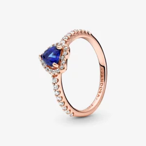 (image pour) Bague Cœur surélevé bleu scintillant Pandora - 188421C01