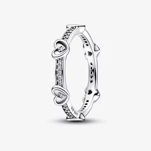 Bague Cœurs Étincelants Radieuse Pandora - 192496C01 (image pour) Bague Cœurs Étincelants Radieuse Pandora - 192496C01
