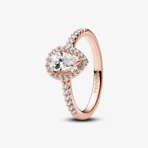 (image pour) Bague Halo Poire Étincelante Pandora - 182835C01