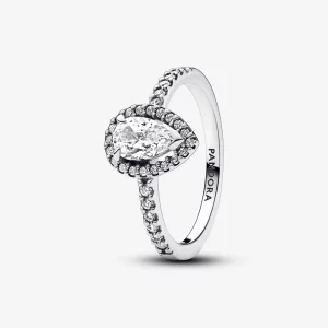(image pour) Bague Halo Poire Étincelante Pandora - 192835C01