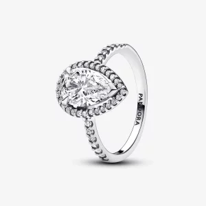 (image pour) Bague Halo Poire Étincelante Pandora - 193012C01