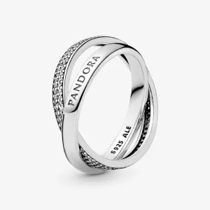 (image pour) Bague Pandora Entrelacée et Logo Serti Pavé - 196547CZ