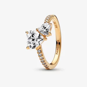(image pour) Bague scintillante Double Cœur Pandora - 161198C01