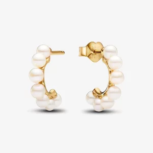 Boucles d'oreilles à anneau ouvert en perles de culture d'eau douce traitées Pandora - 263179C01 (image pour) Boucles d'oreilles à anneau ouvert en perles de culture d'eau douce traitées Pandora - 263179C01