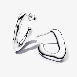 (image pour) Boucles d'oreilles à anneaux ouverts en forme de V organique Pandora - 293290C00