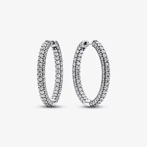 Boucles d'oreilles à anneaux unis à pavage Pandora Timeless - 293016C01 (image pour) Boucles d'oreilles à anneaux unis à pavage Pandora Timeless - 293016C01