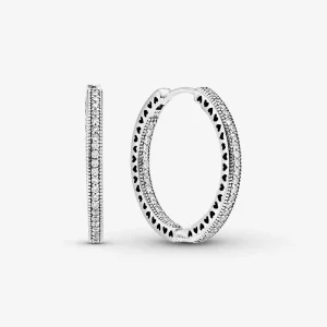 (image pour) Boucles d'oreilles cerceau Pandora Sparkle and Hearts - 296319CZ