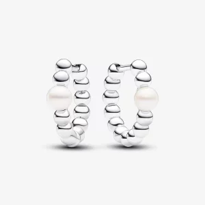 (image pour) Boucles d'oreilles cercles en perles et perles de culture d'eau douce traitées Pandora - 293178C01