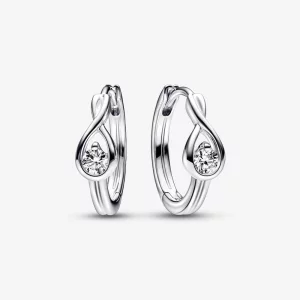 (image pour) Boucles d'oreilles cerclées Pandora Infinite en diamant de culture 0,20 carat argent sterling - 292412C01