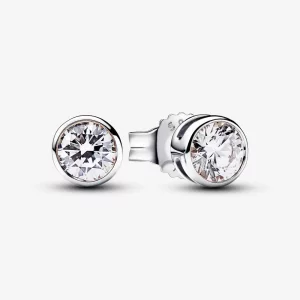 (image pour) Boucles d'oreilles à chaton avec serti de diamants cultivés en laboratoire Pandora Era 0,50 carat Argent Sterling - 292864C01