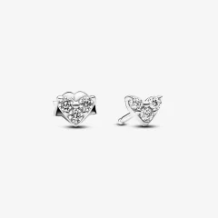 (image pour) Boucles d'oreilles à clou Cœur à trois pierres Pandora - 293003C01
