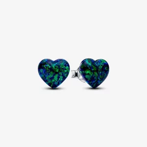 (image pour) Boucles d'oreilles à clou Cœur Vert Opalescent Pandora - 293356C01