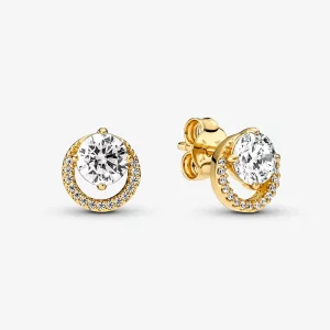 (image pour) Boucles d'oreilles à clou Halo rond étincelant Pandora - 261248C01