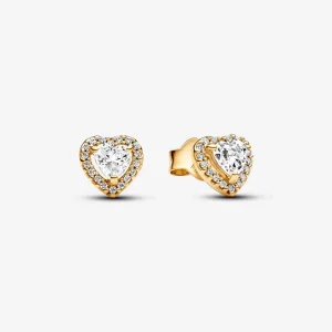 (image pour) Boucles d'oreilles à clous Cœur scintillant surélevé Pandora - 268427C01