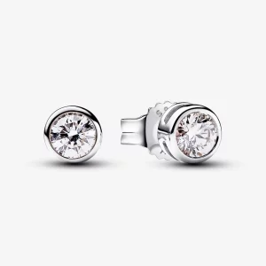 (image pour) Boucles d'oreilles Pandora Era à serti de diamants cultivés en laboratoire 0,30 carat paire Argent Sterling - 292857C01