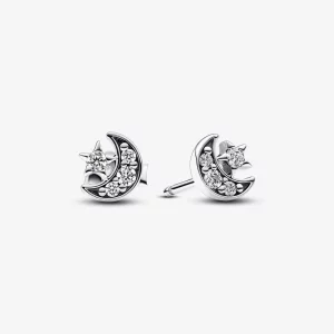 (image pour) Boucles d'oreilles Pandora Lune étincelante et étoile - 292990C01