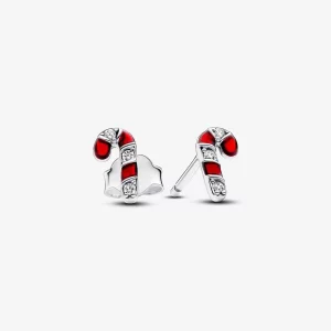 (image pour) Boucles d'oreilles Pandora Étincelantes à pois en forme de canne de bonbon rouge - 292996C01