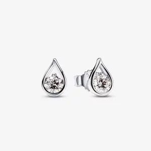 (image pour) Boucles d'oreilles à tenons Pandora Infinite en diamant de laboratoire 0,20 carat po Argent Sterling - 299452C01