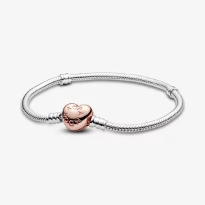 Bracelet Chaîne Serpent avec Fermoir Cœur Pandora Moments - 580719 (image pour) Bracelet Chaîne Serpent avec Fermoir Cœur Pandora Moments - 580719