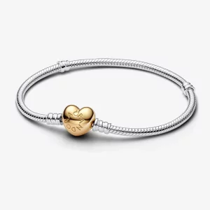 Bracelet Chaîne Serpent avec Fermoir en Forme de Cœur Pandora Moments - 568707C00 (image pour) Bracelet Chaîne Serpent avec Fermoir en Forme de Cœur Pandora Moments - 568707C00