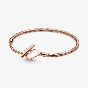 Bracelet Chaîne Serpent à Barre en T en Forme de Cœur Pandora Moments - 589285C00 (image pour) Bracelet Chaîne Serpent à Barre en T en Forme de Cœur Pandora Moments - 589285C00