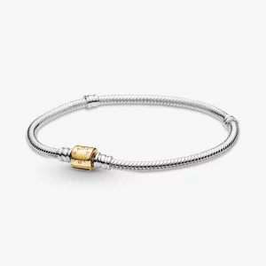 Bracelet Chaîne Serpent à Fermoir Canon Deux Tons Pandora Moments - 599347C00 (image pour) Bracelet Chaîne Serpent à Fermoir Canon Deux Tons Pandora Moments - 599347C00