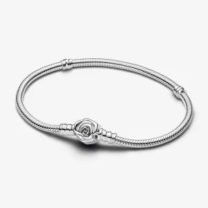 Bracelet Chaîne Serpent Fermoir Rose en Fleurs Pandora Moments - 593211C00 (image pour) Bracelet Chaîne Serpent Fermoir Rose en Fleurs Pandora Moments - 593211C00