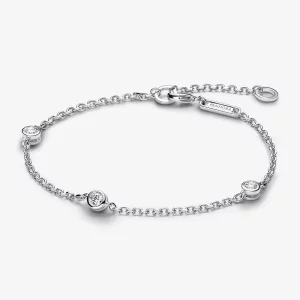 (image pour) Bracelet Chaîne Station avec Diamants de Culture et Bague Époque Pandora 0,30 carat tw Argent Sterling - 593109C01