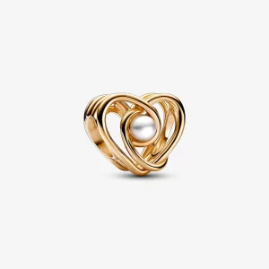 (image pour) Charm Cœur Tourbillonnant Ajouré et Perle de Culture d’Eau Douce Traitée Pandora - 752636C01