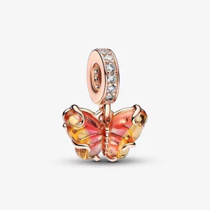 (image pour) Charm pendentif papillon en verre de Murano rose et jaune Pandora - 782698C01