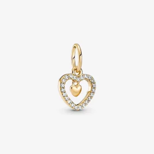 Charm pendentif scintillant à deux cœurs Pandora - 759142C01 (image pour) Charm pendentif scintillant à deux cœurs Pandora - 759142C01