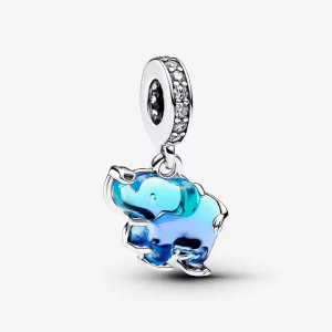 (image pour) Charm Pendouille Éléphant en Verre de Murano Bleu Pandora - 793339C01