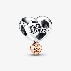 Charme Cœur Pandora Love You Sister - 782244C00 (image pour) Charme Cœur Pandora Love You Sister - 782244C00