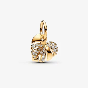 Charme Pandora à Pendentif Feuille de Monstera Étincelante - 763349C01 (image pour) Charme Pandora à Pendentif Feuille de Monstera Étincelante - 763349C01