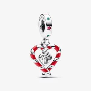 (image pour) Charme à Pendentif Cœur de Noël en Double Canne en Bonbon Pandora - 792822C01