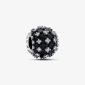 (image pour) Charme rond noir étincelant serti de pierres Pandora - 792630C04