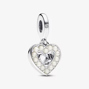 (image pour) Pandora Blanc Nacré Cœur Double Pendentif - 792649C01