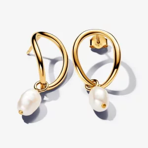 (image pour) Pandora Boucles d'oreilles Perles de Culture d'Eau Douce Traitées Forme Cercle Organique et Baroque - 263281C01