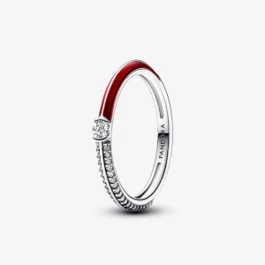 Pandora ME Pavé & Bague Double Anneau Rouge - 192528C01 (image pour) Pandora ME Pavé & Bague Double Anneau Rouge - 192528C01