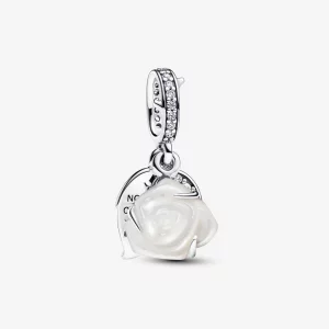 (image pour) Pandora Rose Blanche en Fleur Charme à Double Pendentif - 793200C01