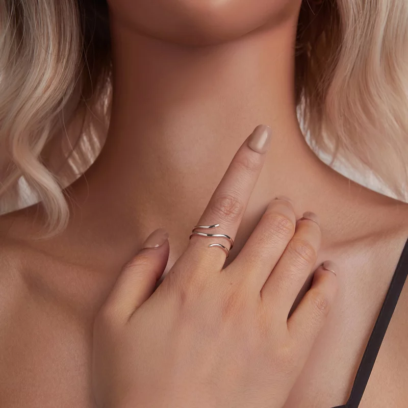 (image pour) Bague ouverte simple multicouche style PANDORA - SCR1040-E - Afficher 7