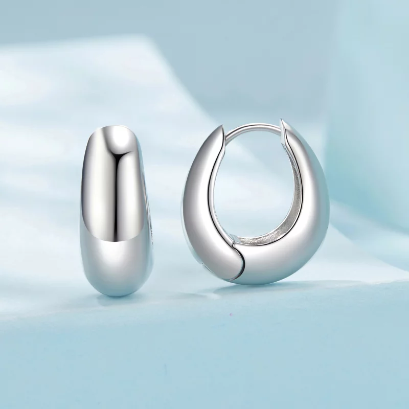 (image pour) Pandora Style Stylish Copper 925 Argent Plaqué Or Blanc Boucles d'oreilles Huggi - Afficher 2